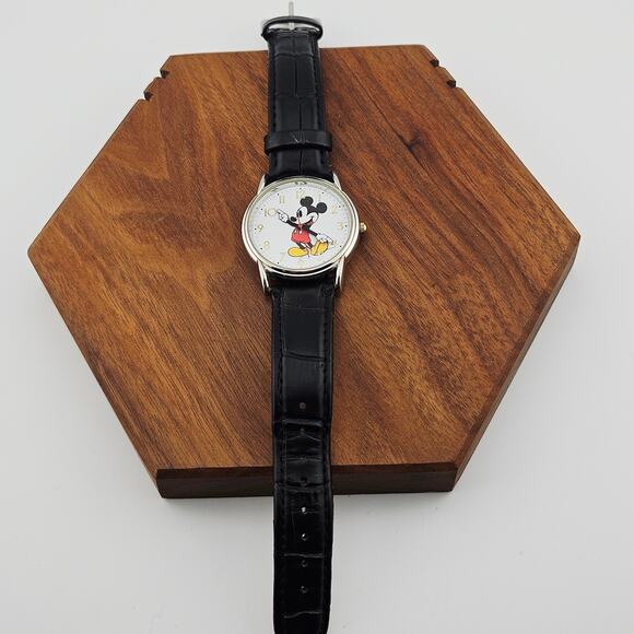 Disney Women's Mickey Mouse Character Watch Contemporary Black Leather Band - Picture 4 of 6